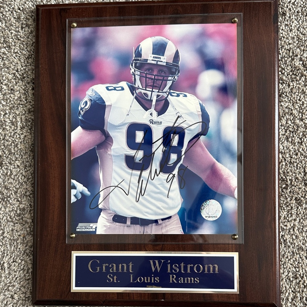 Autographed Grant Wistrom St. Louis Rams Plaque